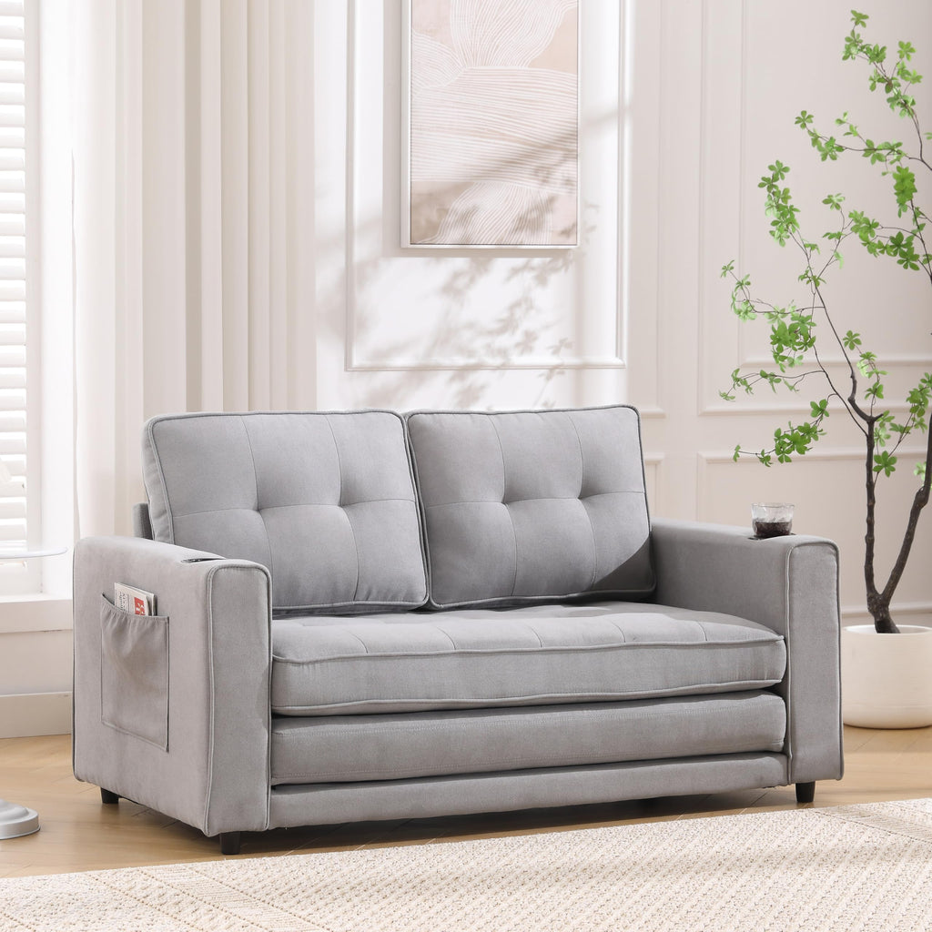 Light Gray Convertible Futon Sofa Bed C8110