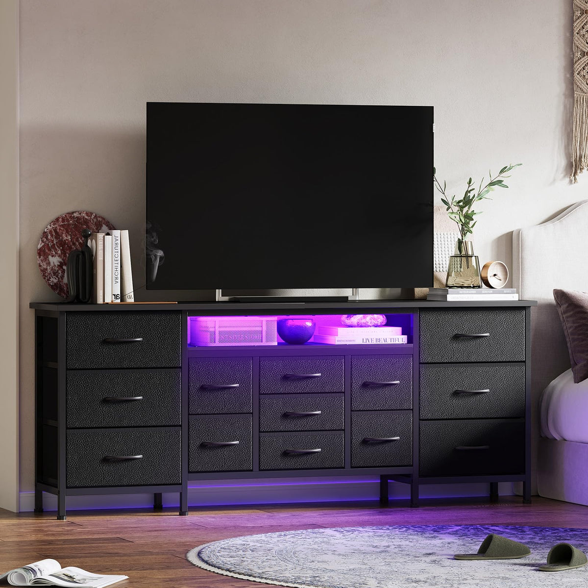 70 Inch Dresser TV Stand with Drawers and Outlet S252