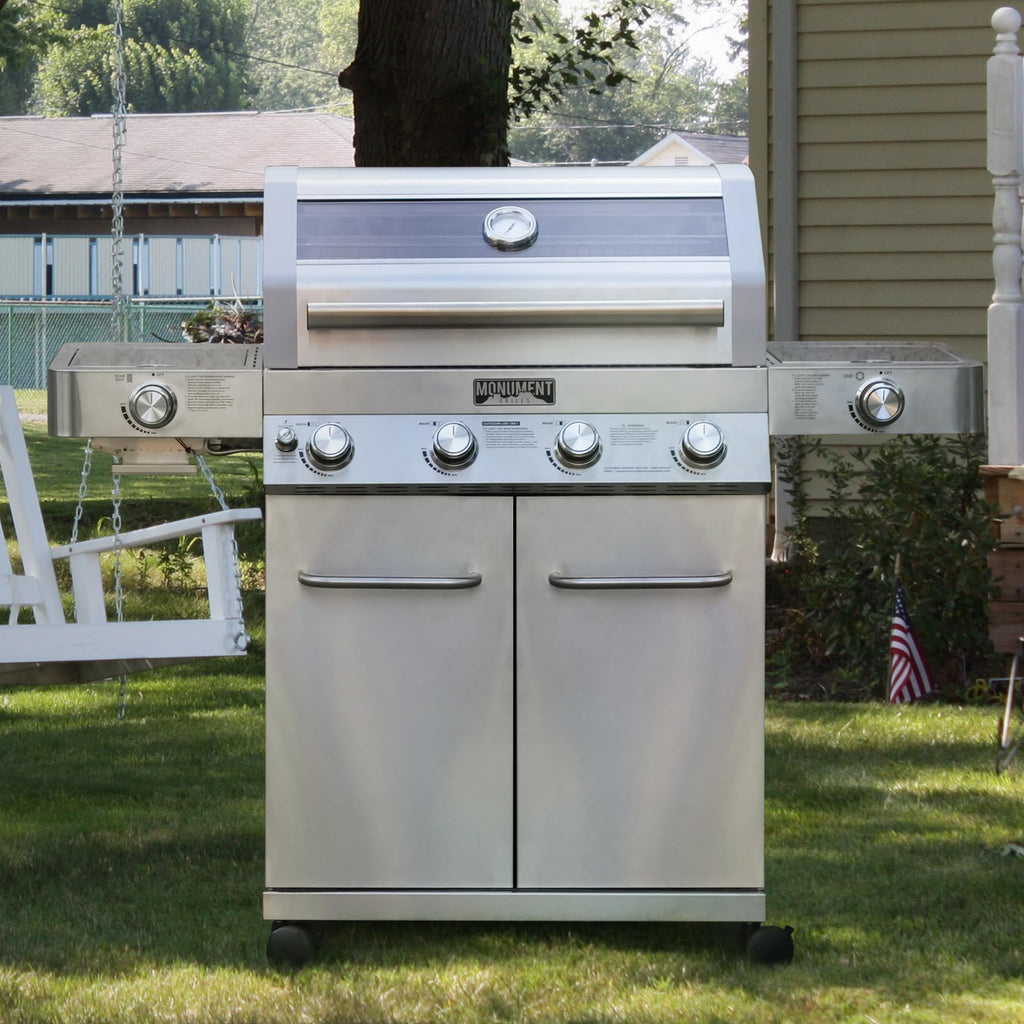 4-Burner Propane Gas Grill Stainless Steel with Side Burners U655