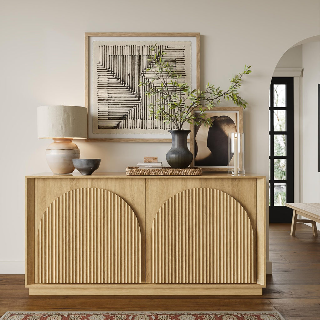 65" Oak Sideboard Buffet Cabinet with Storage R9645