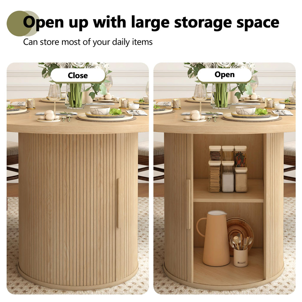 47 inch Round Dining Table for 4 with 2-Layer Storage Shelf G5815