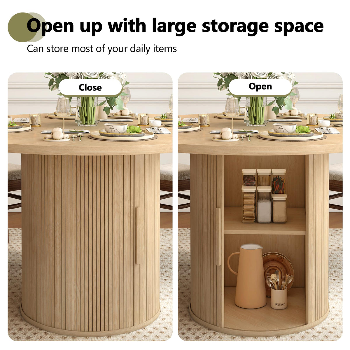 47 inch Round Dining Table for 4 with 2-Layer Storage Shelf G5815