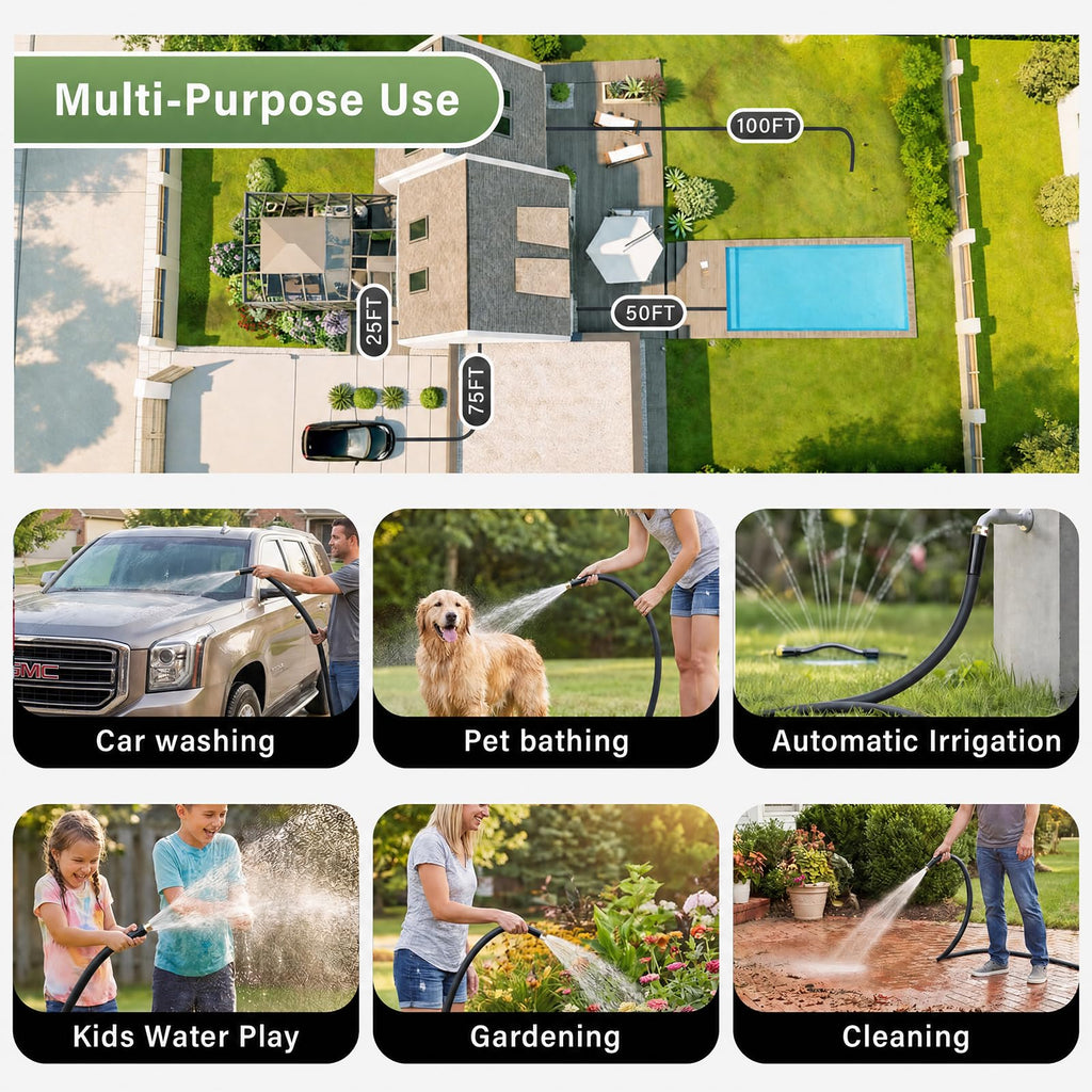 3/4" x 100ft 5-Layer Heavy Duty Brass Rubber Garden Hose H6636