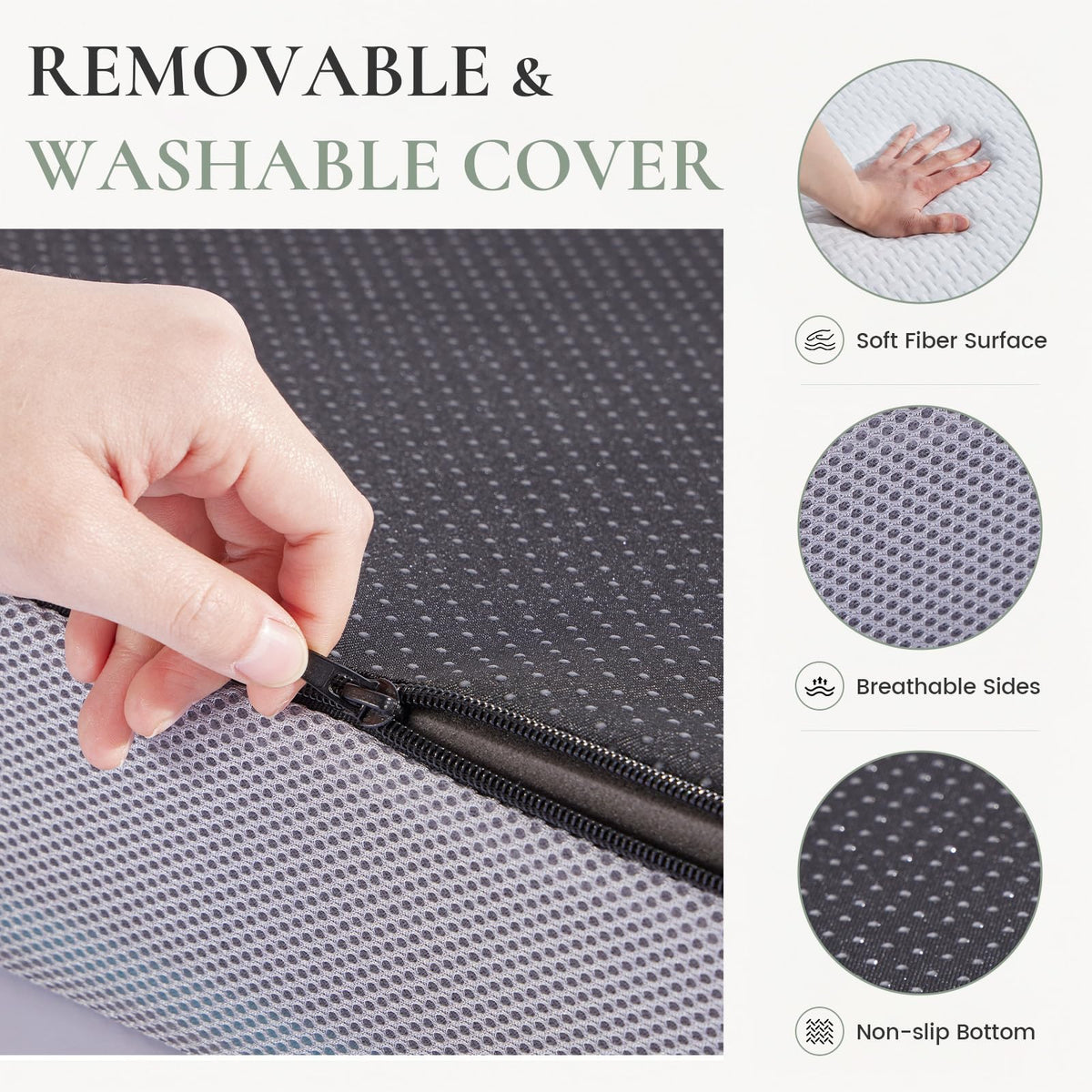 Twin Trifold Memory Foam Mattress with Washable Cover H915