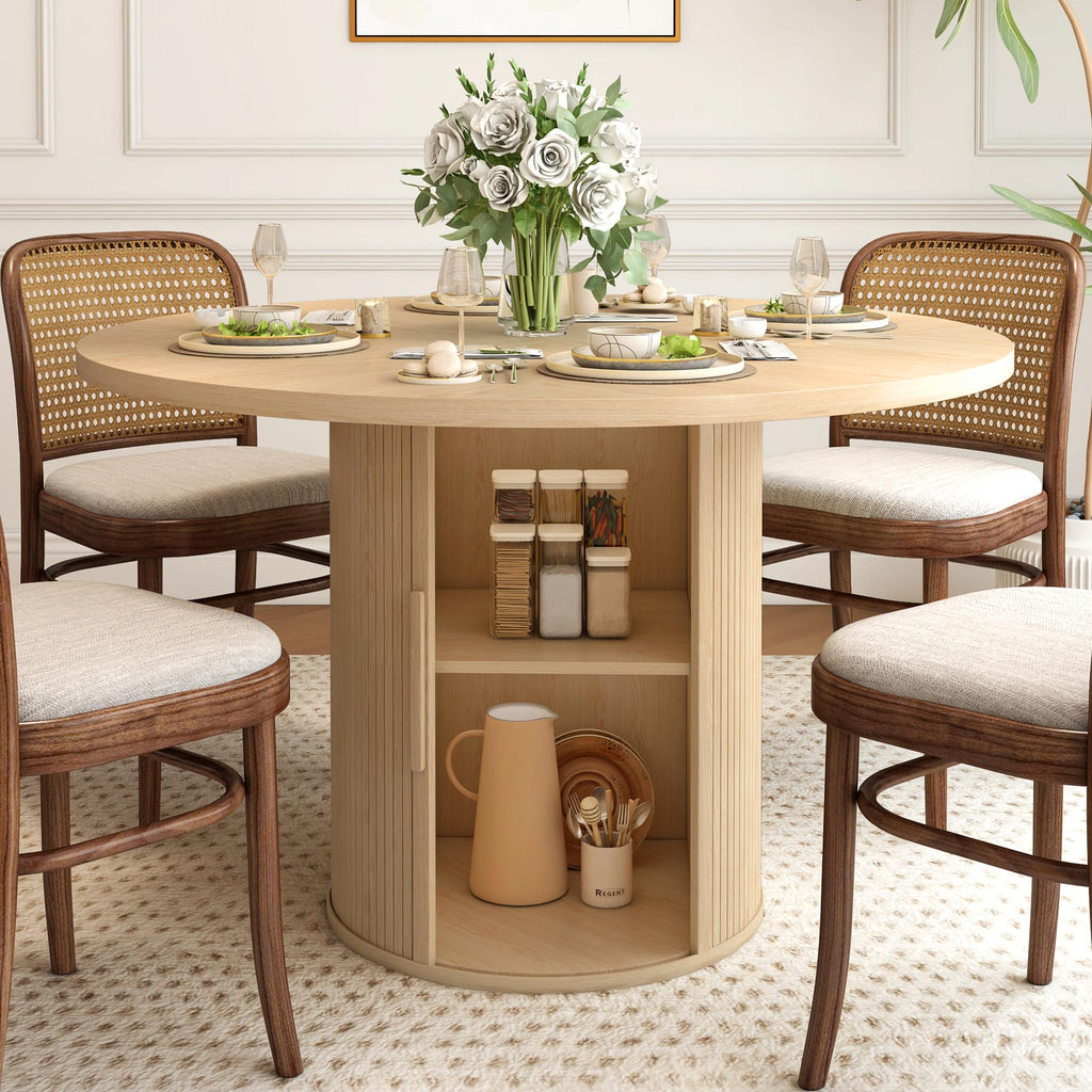47 inch Round Dining Table for 4 with 2-Layer Storage Shelf G5815