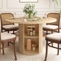 47 inch Round Dining Table for 4 with 2-Layer Storage Shelf G5815