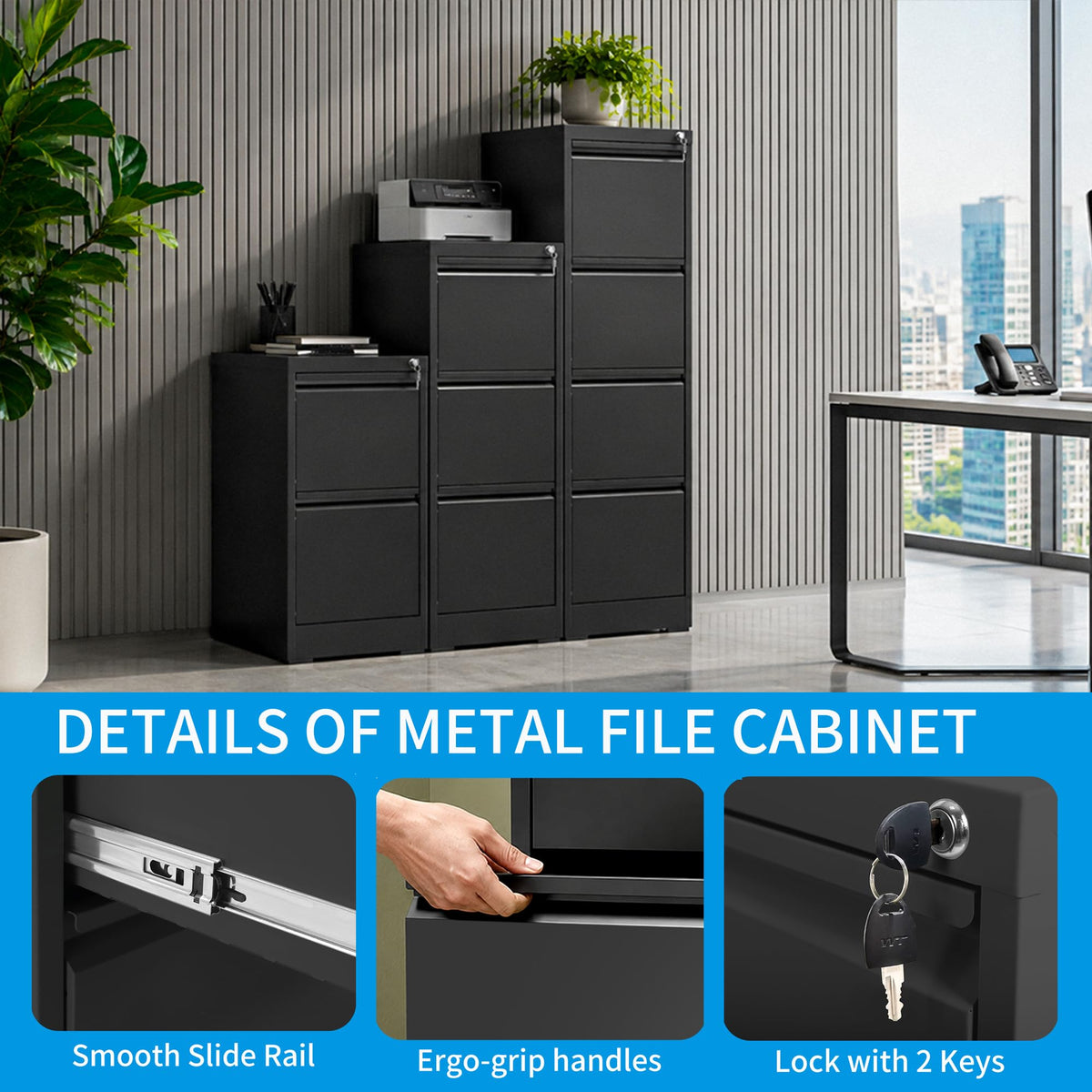 4 Drawer Metal File Cabinet with Lock U6288
