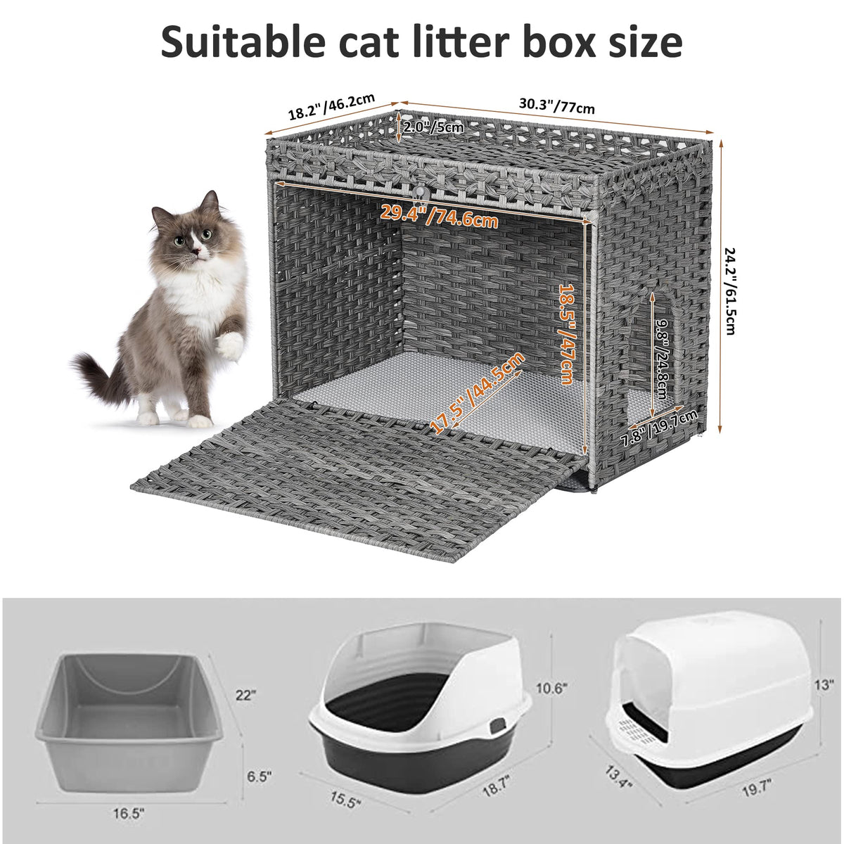 Cat Litter Box Enclosure with Door K97076