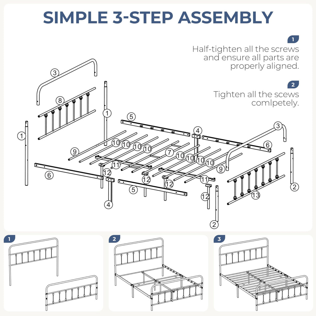 Queen Metal Platform Bed Frame H5629