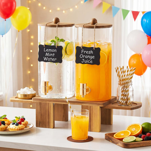 2 Pack 1.5 Gallon Drink Dispenser with Wood Stand C991078