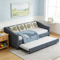 Twin Size Upholstered Daybed Frame with Trundle, Dark Grey D4218