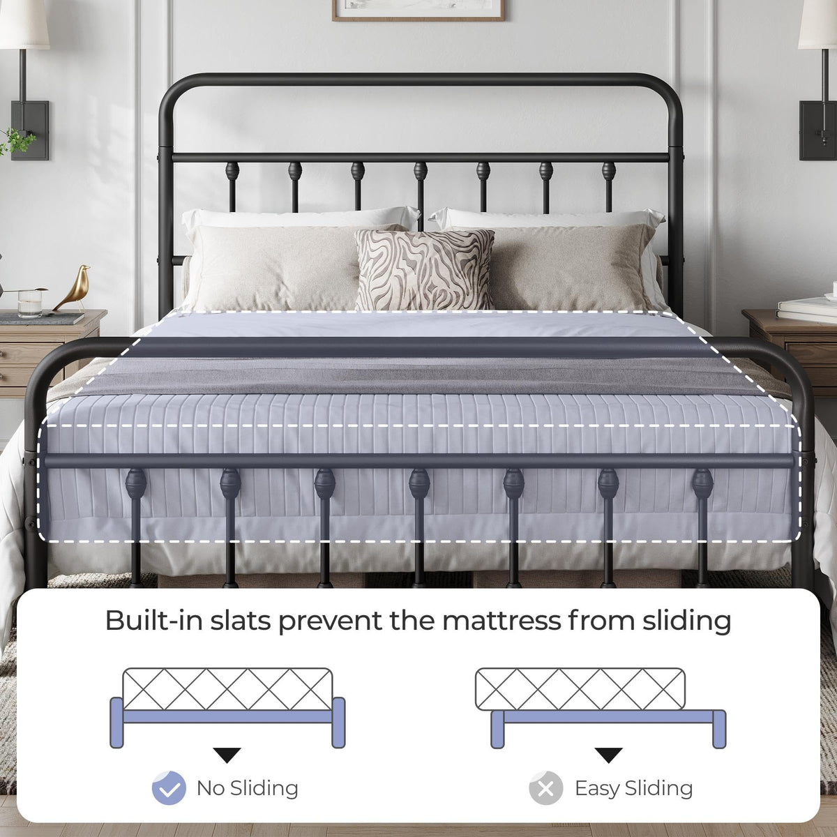 Queen Metal Platform Bed Frame H5629