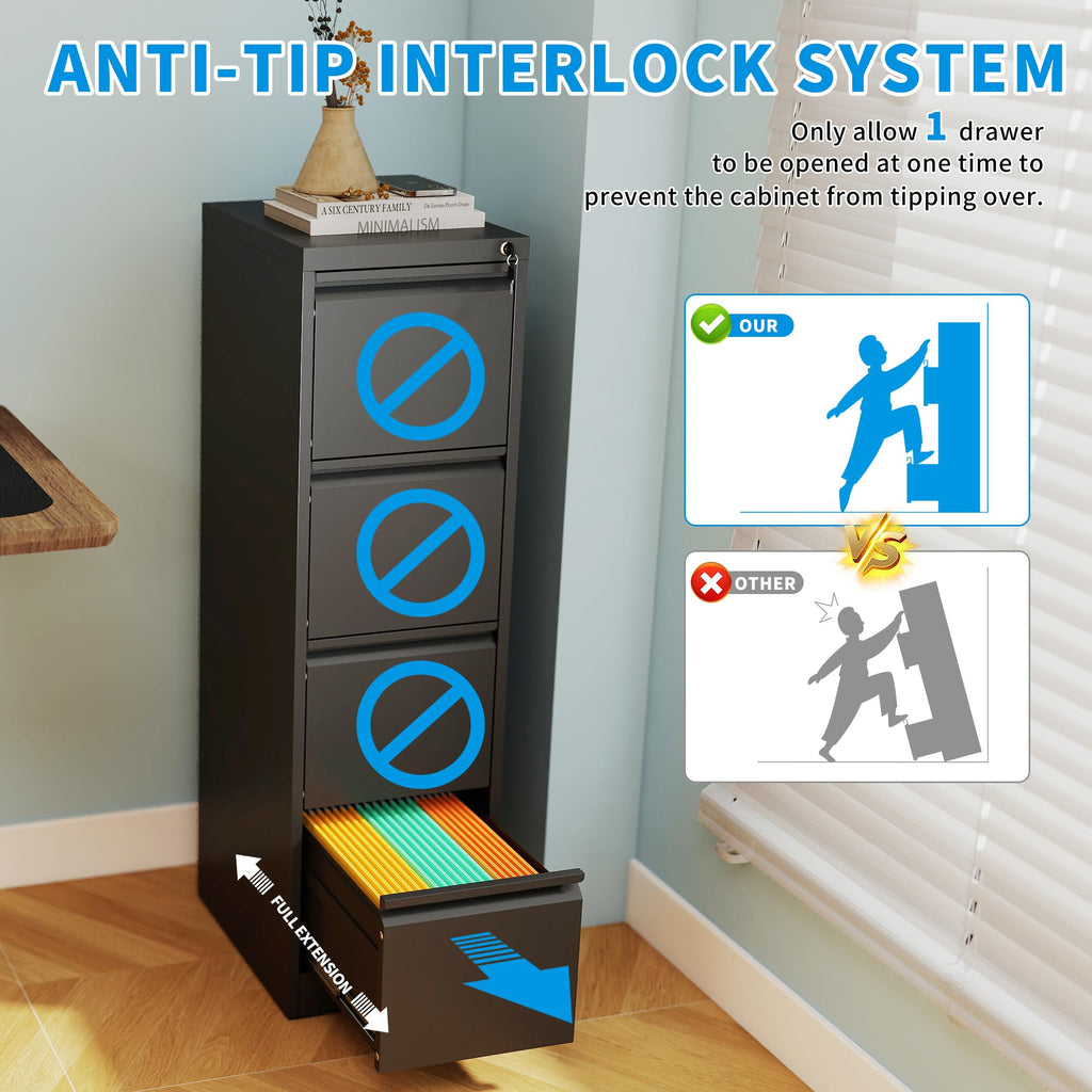 4 Drawer Metal File Cabinet with Lock U6288