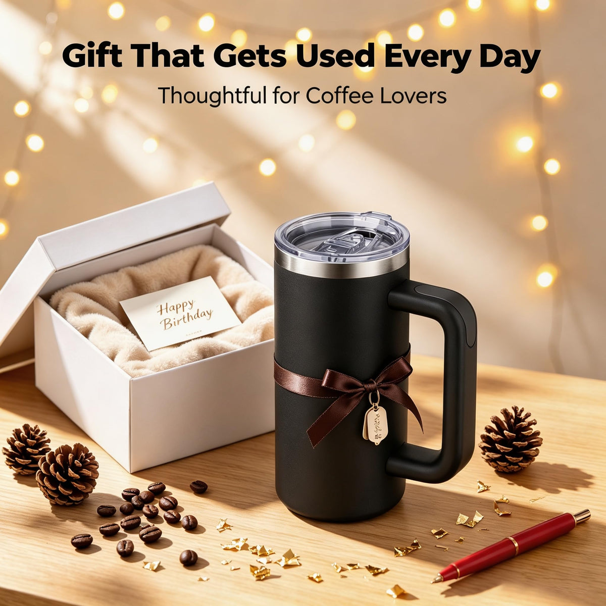 20oz Insulated Coffee Mug With Handle Ocean Blue A4086