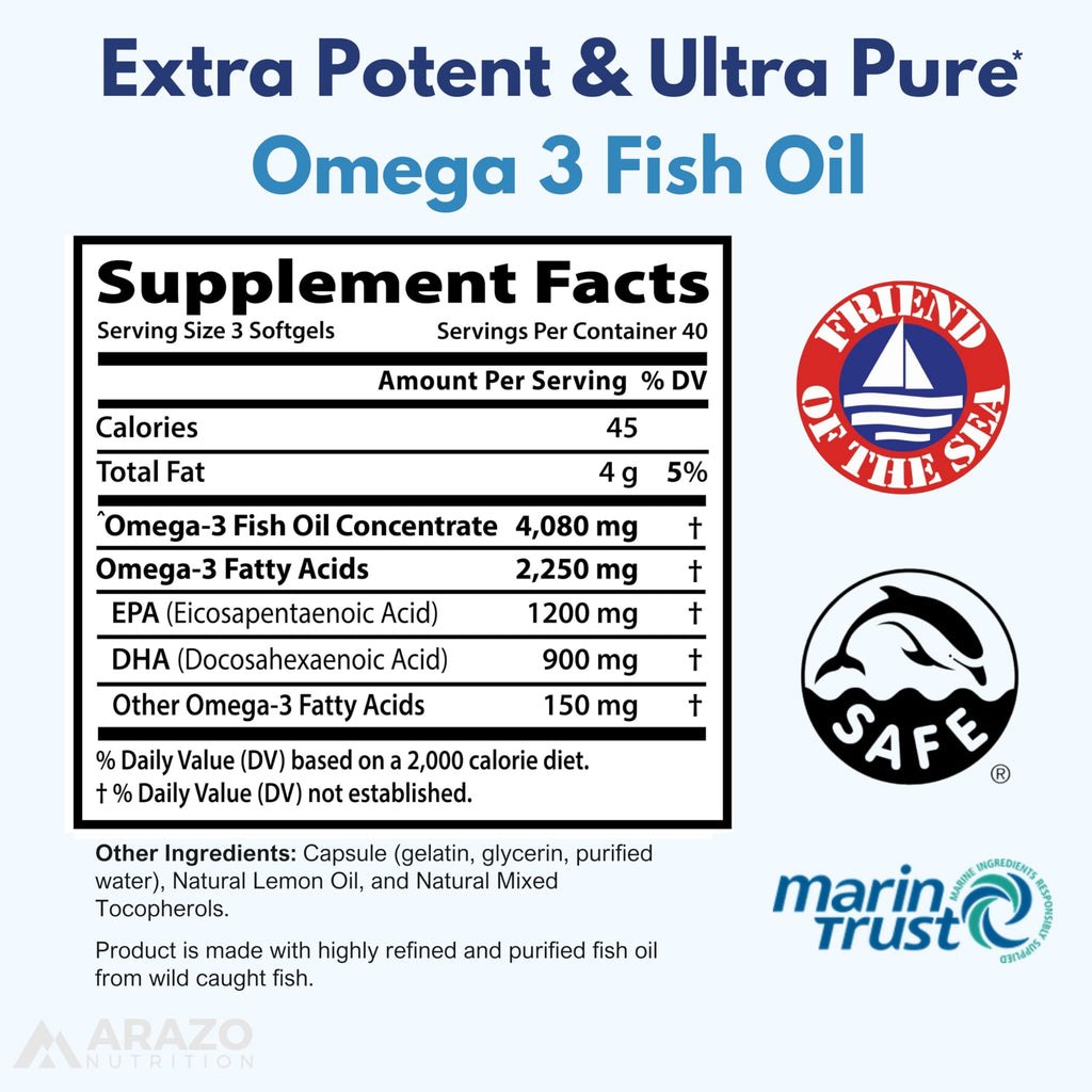 Wild Caught Omega-3 Fish Oil 120 Burpless Lemon Softgels G251033