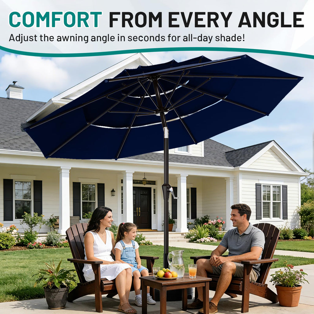 9ft 3-Tier UV Protection Windproof Patio Umbrella Q353376