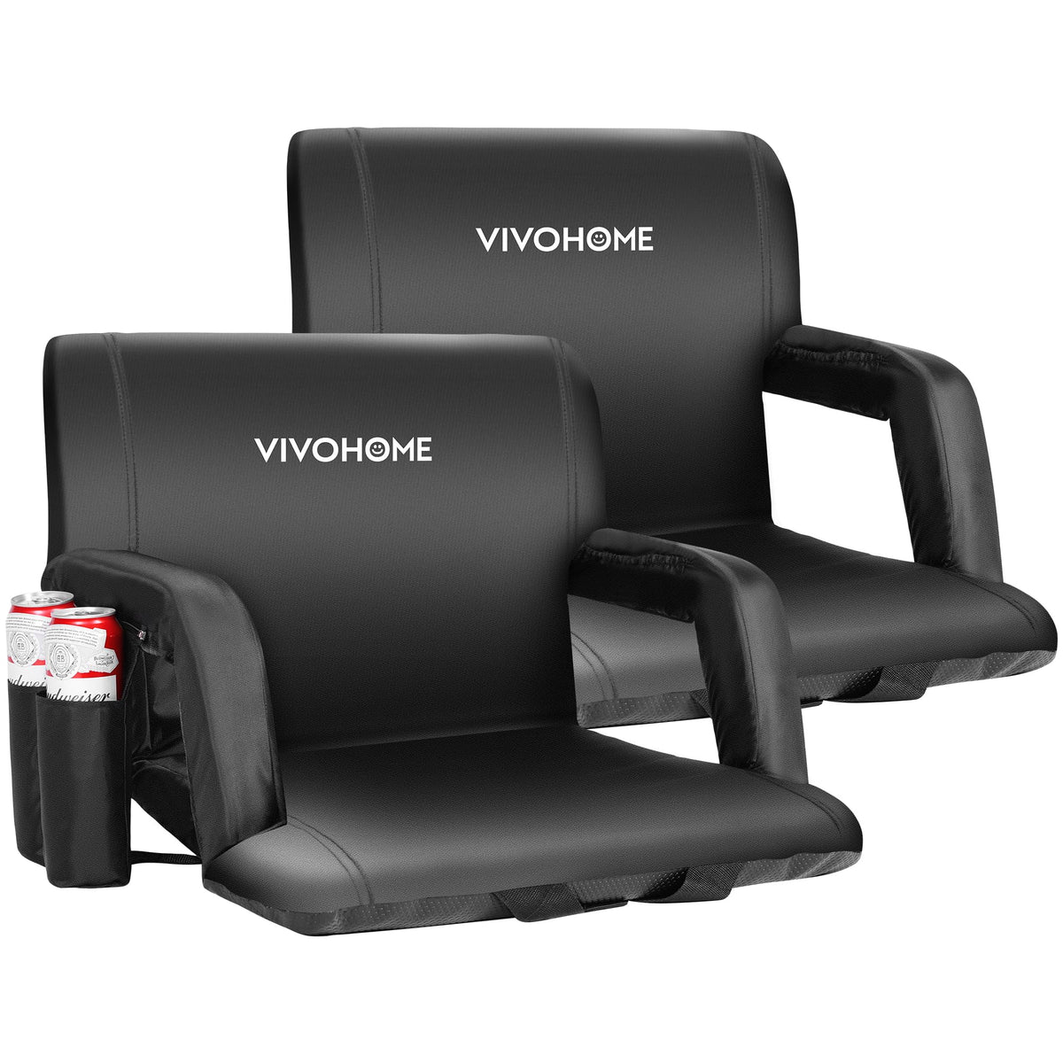 2 Pack Portable Padded Stadium Seats with Back Support and Cup Holder O54122