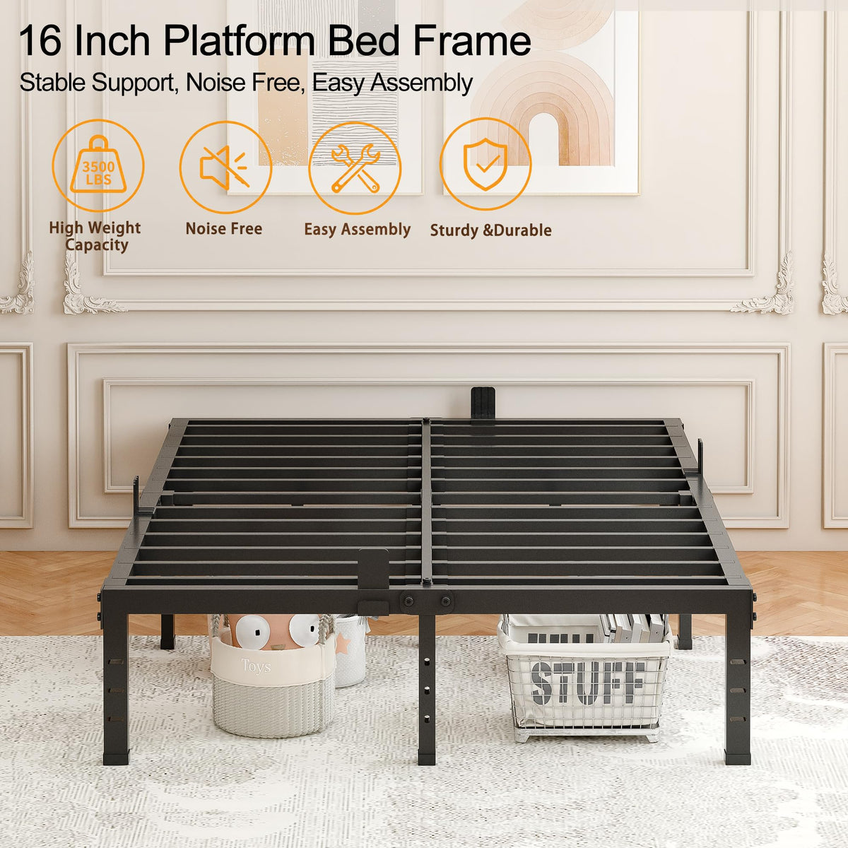 16 Inch Heavy Duty Metal Platform Bed Frame Full Size U86445