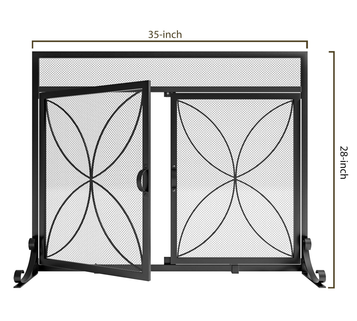 Magnetic Double Door Black Wrought Iron Fireplace Screen X917