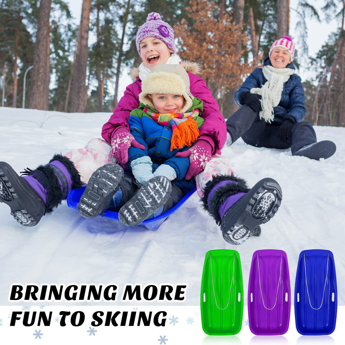12 Pcs 35 Inch Plastic Snow Sleds Y3804