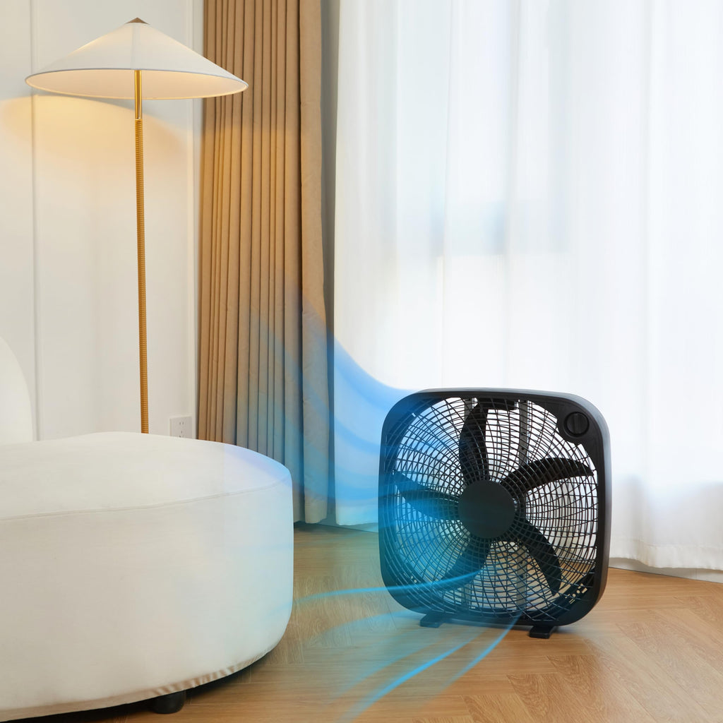 Black 20-Inch 3-Speed Box Fan with Carry Handle M128