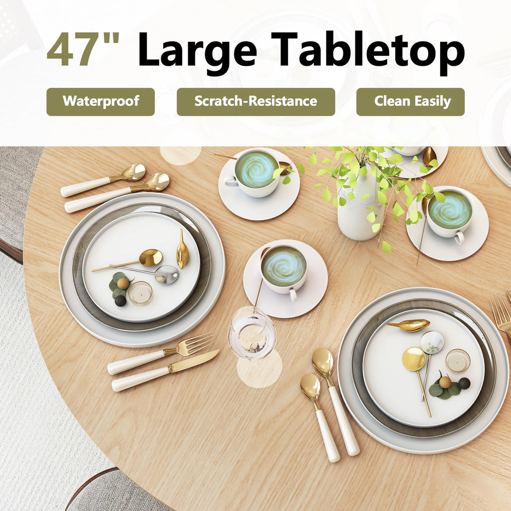 47 inch Round Dining Table for 4 with 2-Layer Storage Shelf G5815
