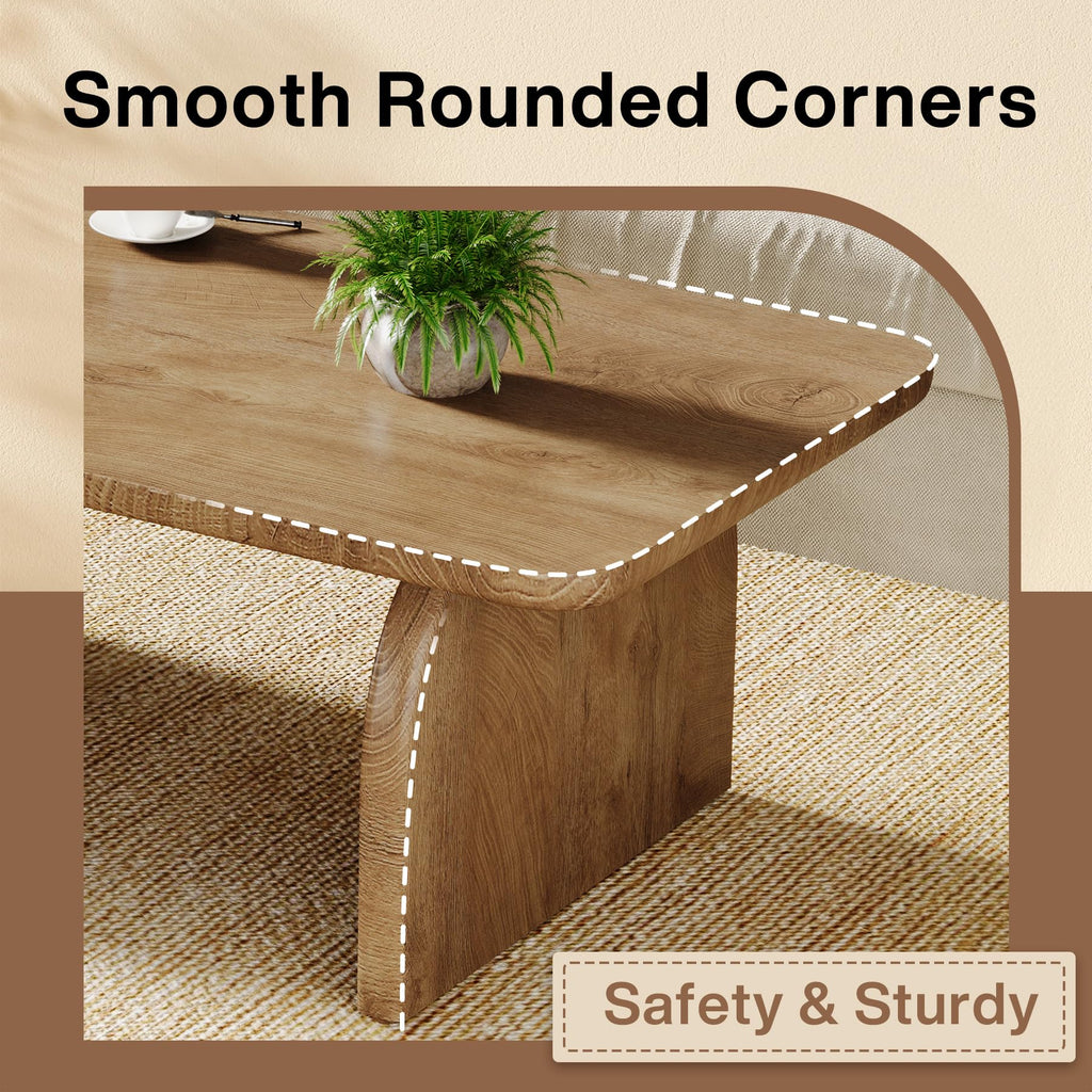 47-Inch Natural Brown Wood Coffee Table C816