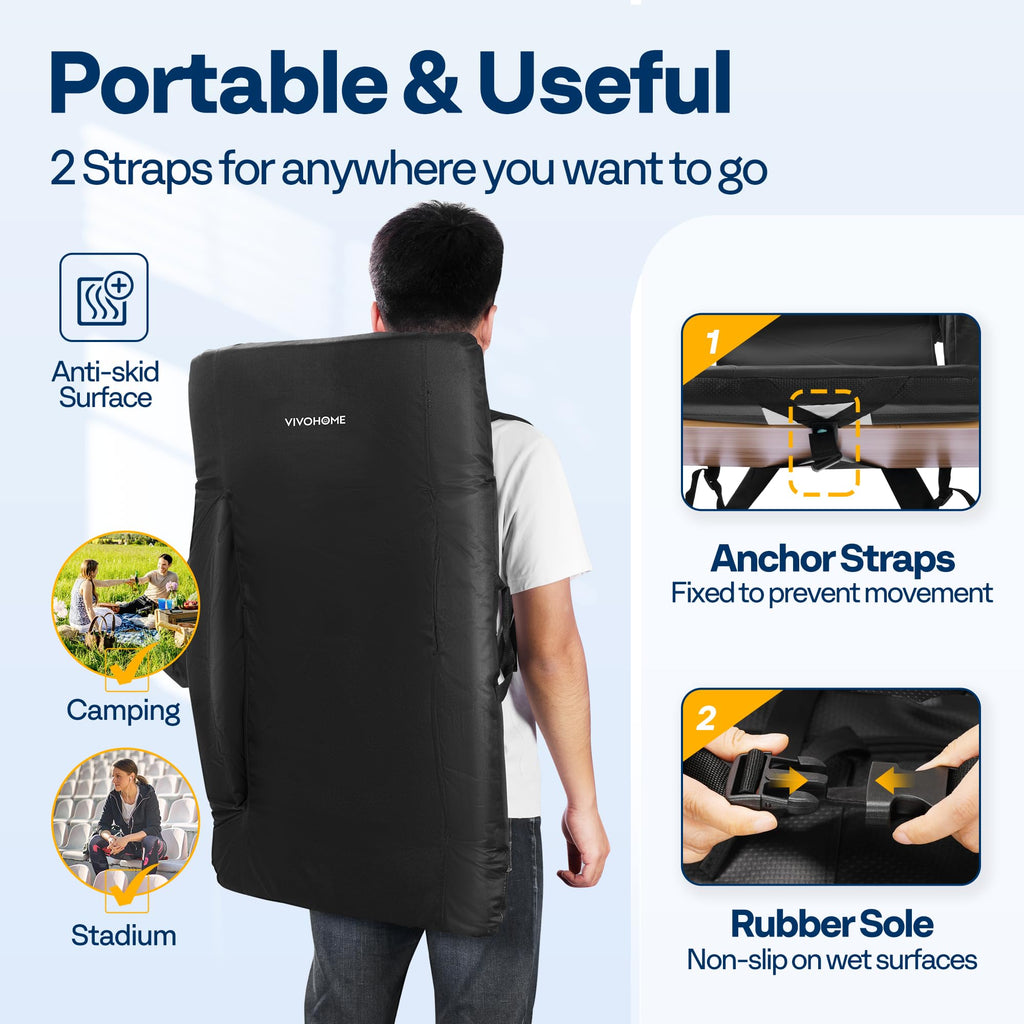 2 Pack Portable Padded Stadium Seats with Back Support and Cup Holder O54122
