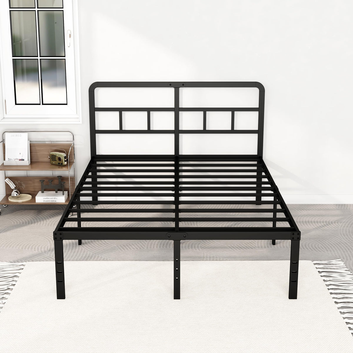 18 Inch Metal Queen Bed Frame with Headboard H6292