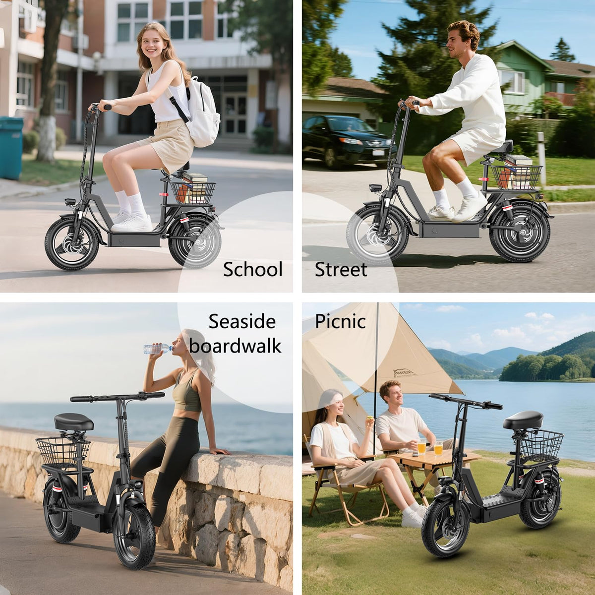 Foldable Electric Scooter with Seat D9984