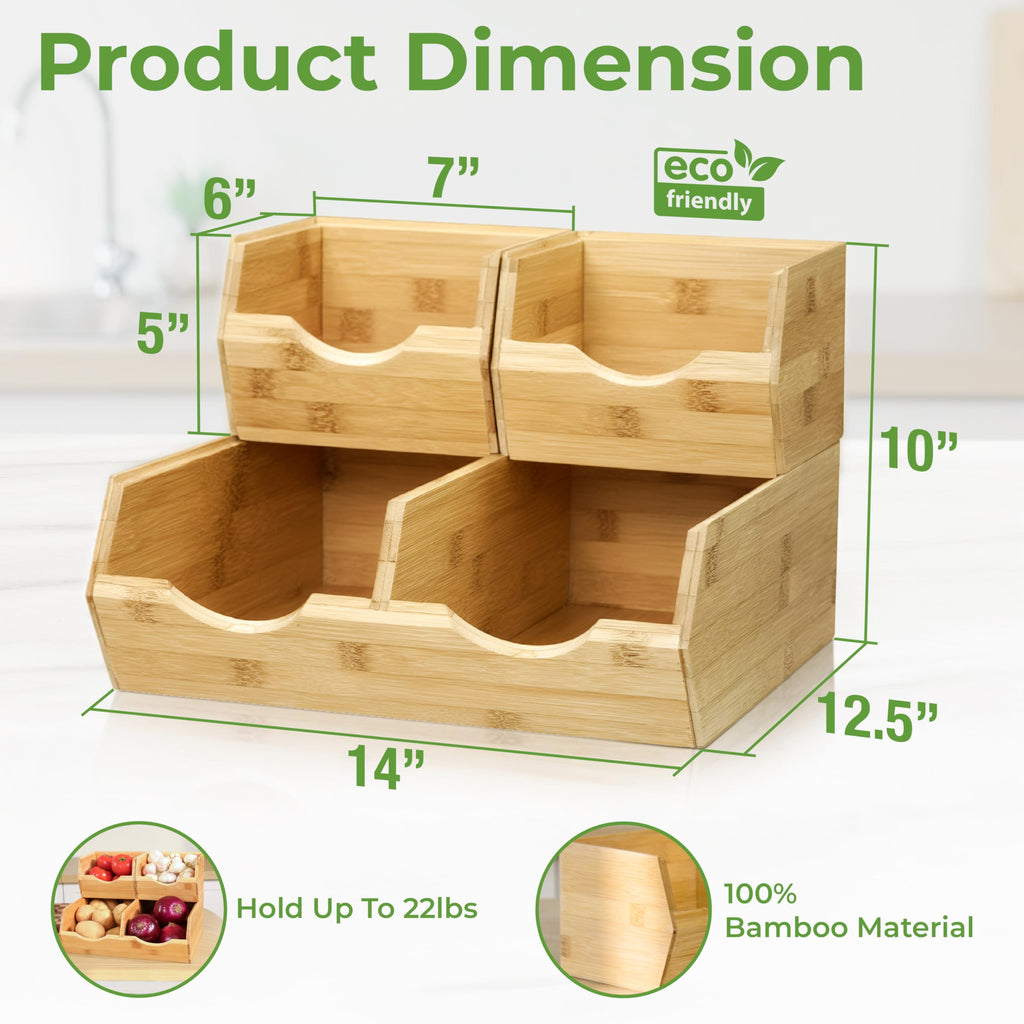Bamboo Stackable Pantry Storage Bins Set of 3 Q4701