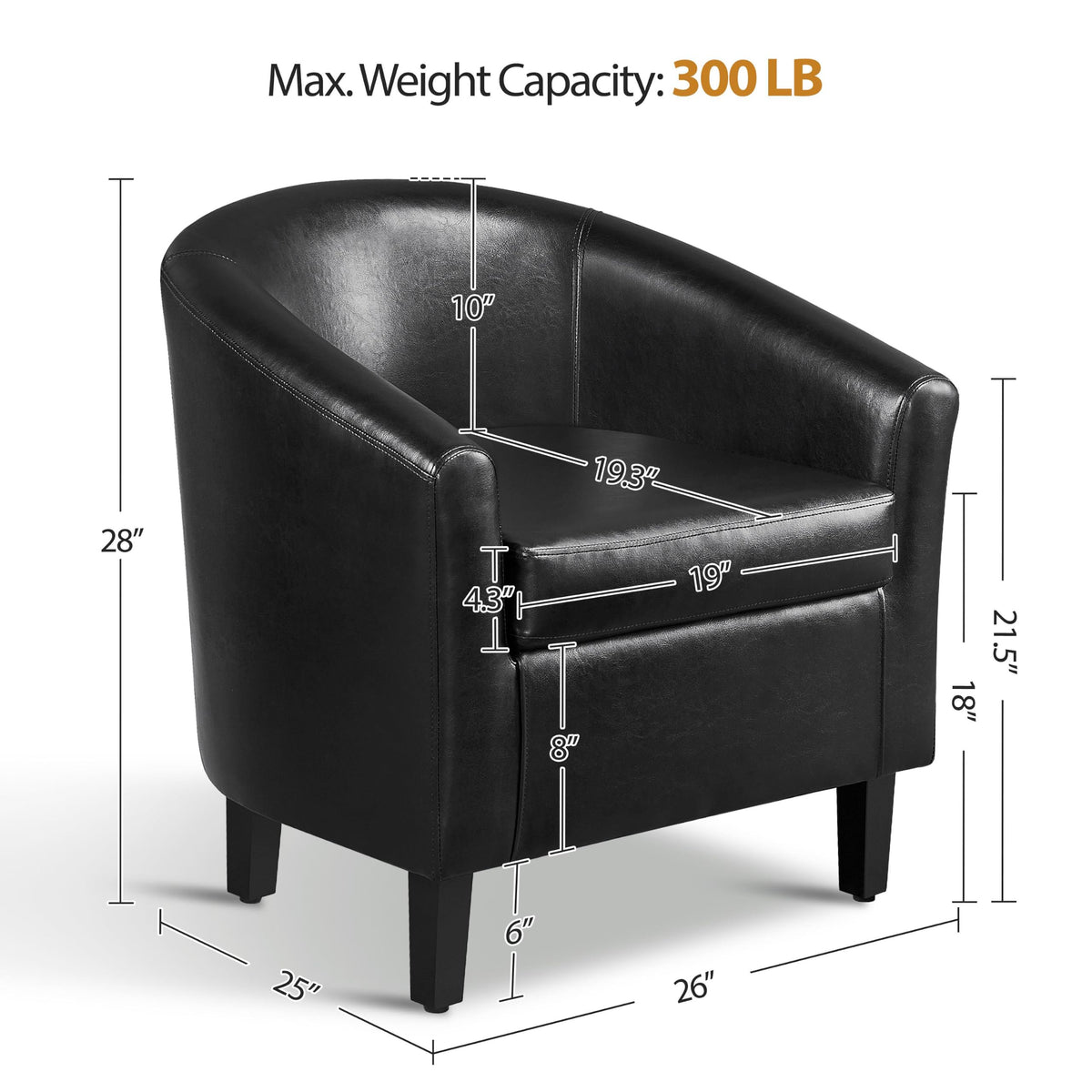 Black Faux Leather Barrel Accent Chairs P708084