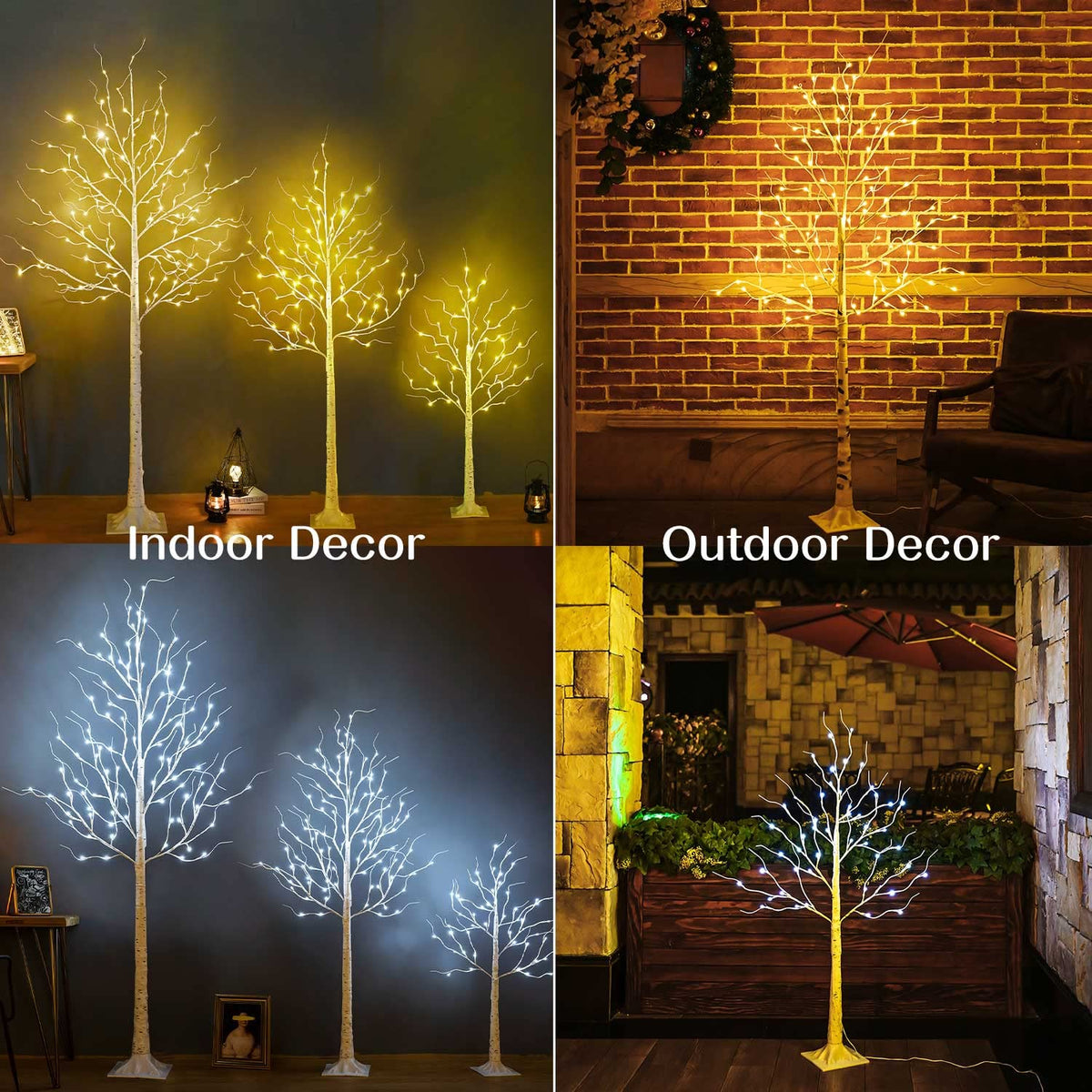 8ft 136LED Lighted Artificial Birch Tree with Timer Z6538