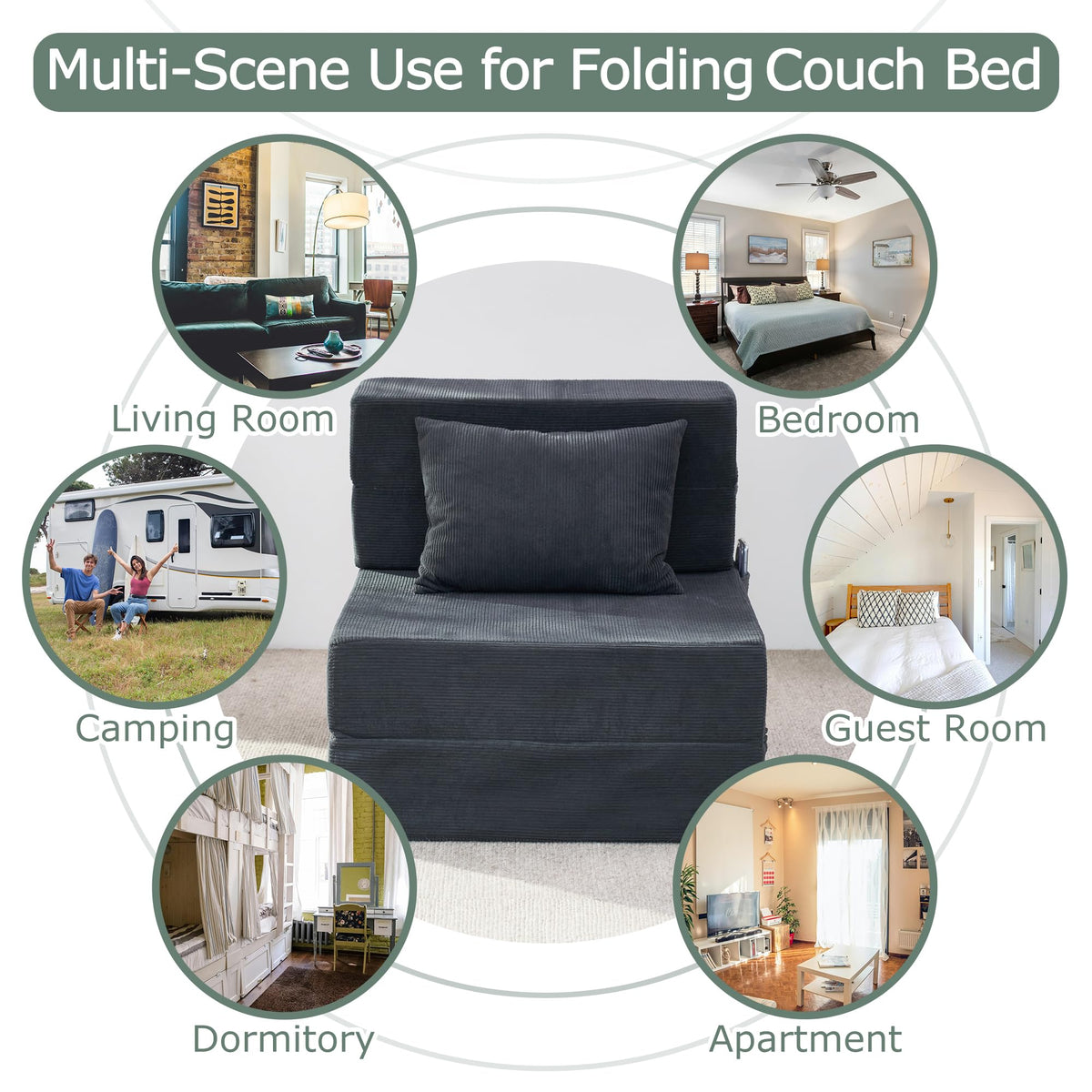 Folding Convertible Sofa Bed with Bag W4096