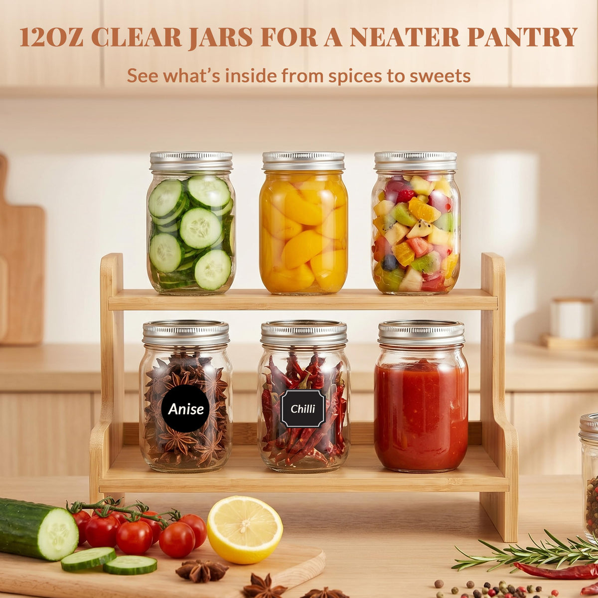 20 Pcs 12oz Glass Mason Jars With Lids F732