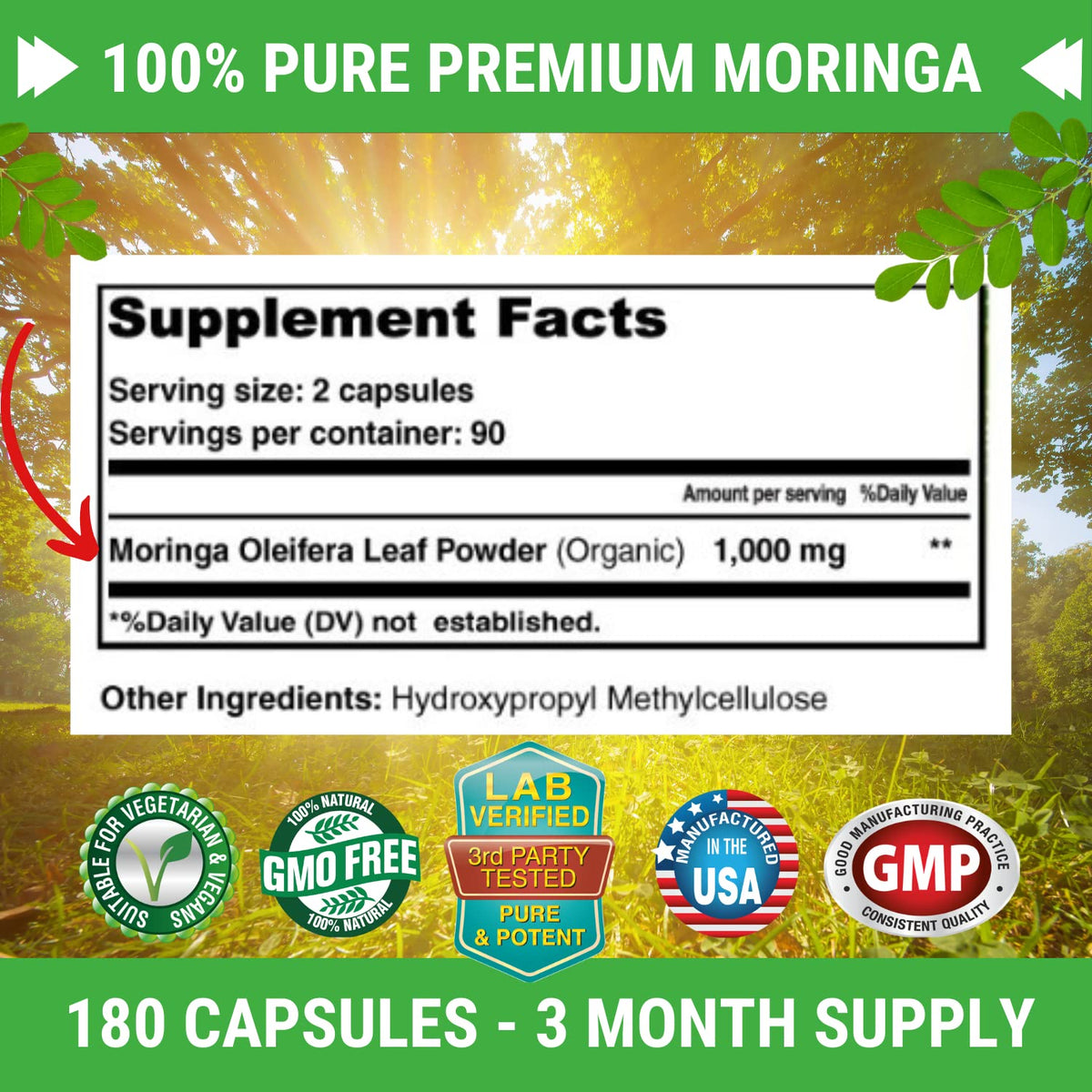 Moringa Capsules 180 Pills L957606