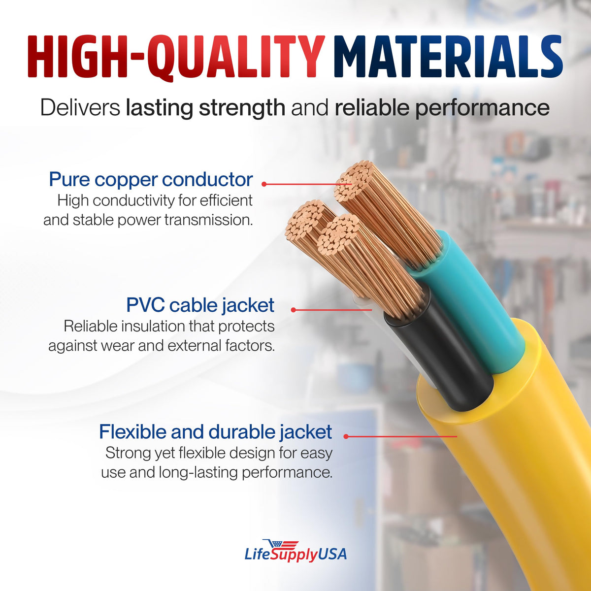 100ft Outdoor/Indoor Extension Cord 14/3 Gauge Heavy Duty 3 Prong SJTW Yellow J719207