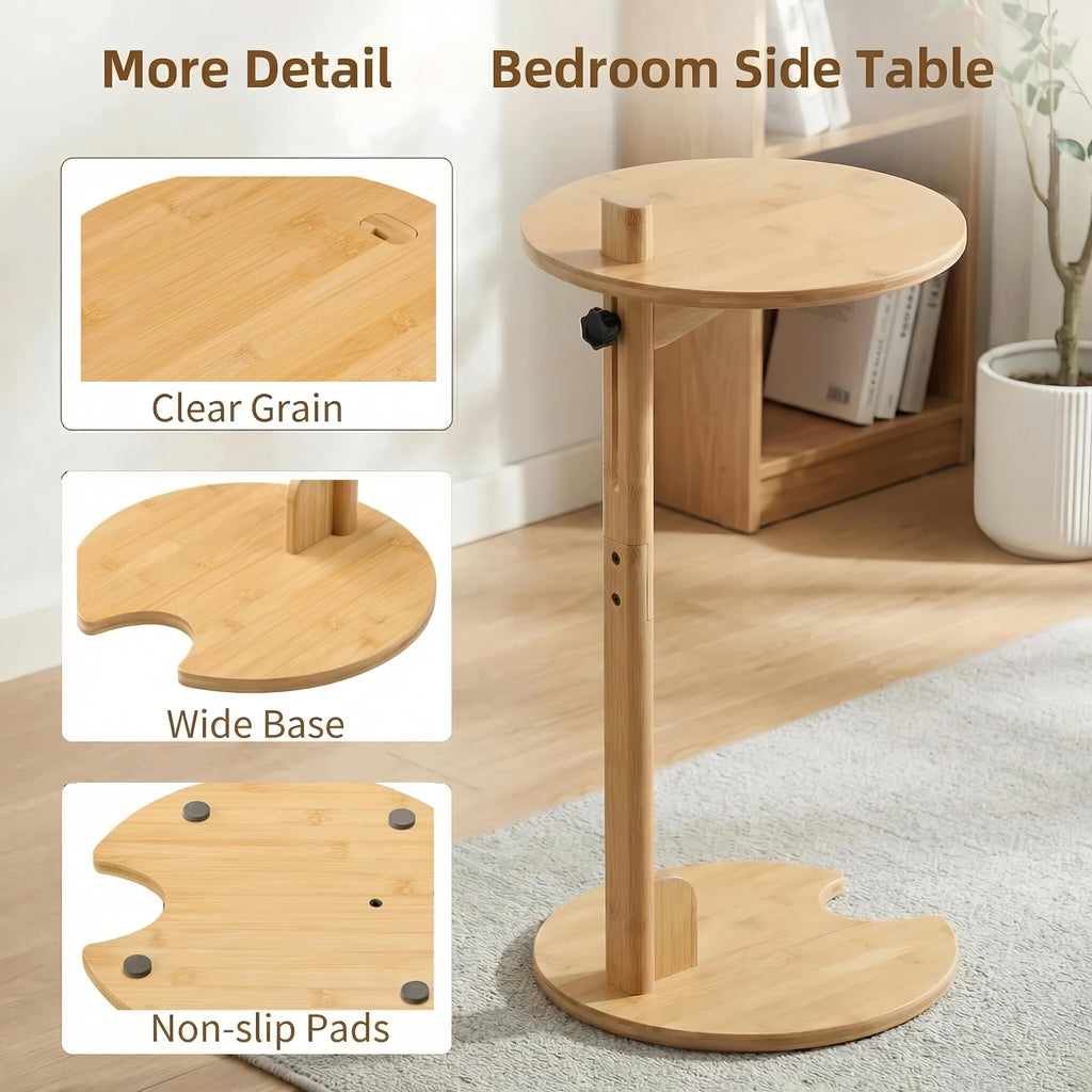 Adjustable Bamboo C Shaped Side Table S93781