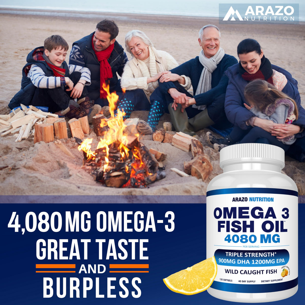 Wild Caught Omega-3 Fish Oil 120 Burpless Lemon Softgels G251033