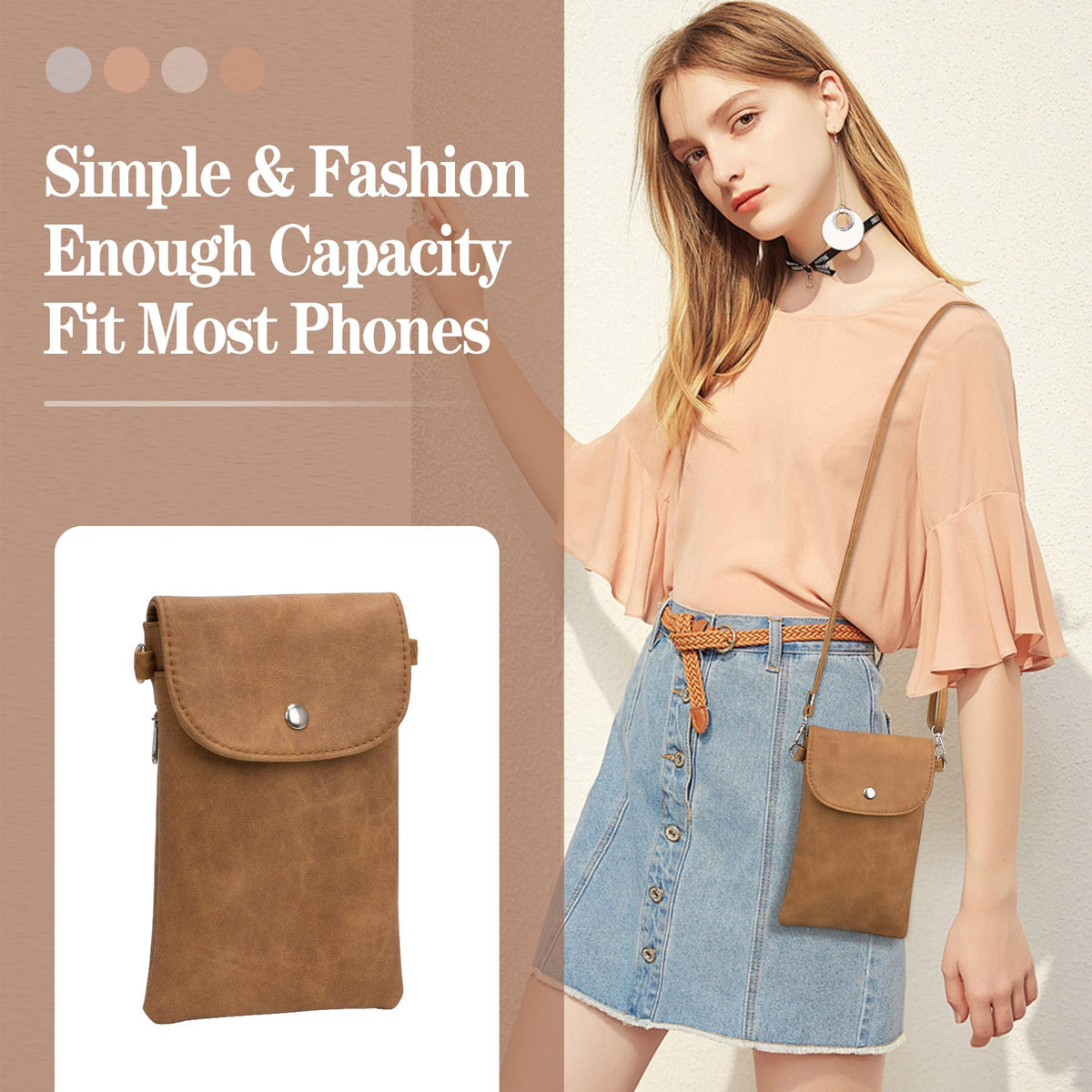 Small Leather Crossbody Bag with Adjustable Strap L51941