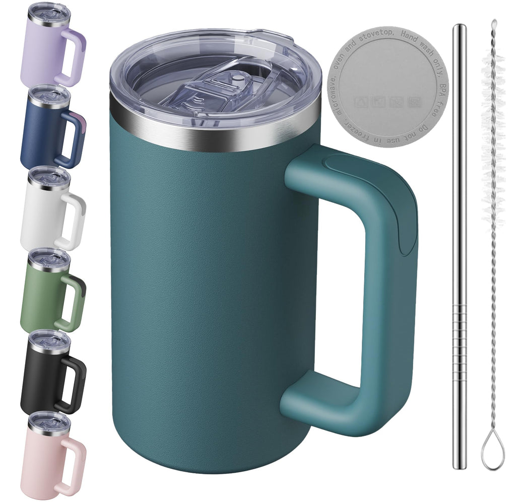 20oz Insulated Coffee Mug With Handle Ocean Blue A4086