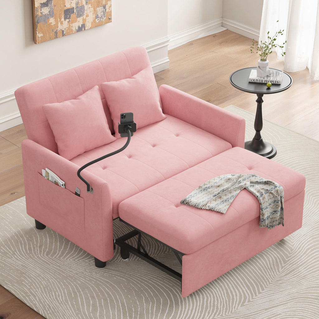 Pink Convertible Sleeper Sofa Bed H11655