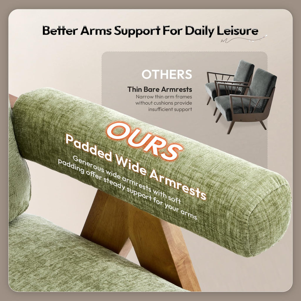 Olive Green Mid-Century Wood Accent Chair Set of 2 T54544
