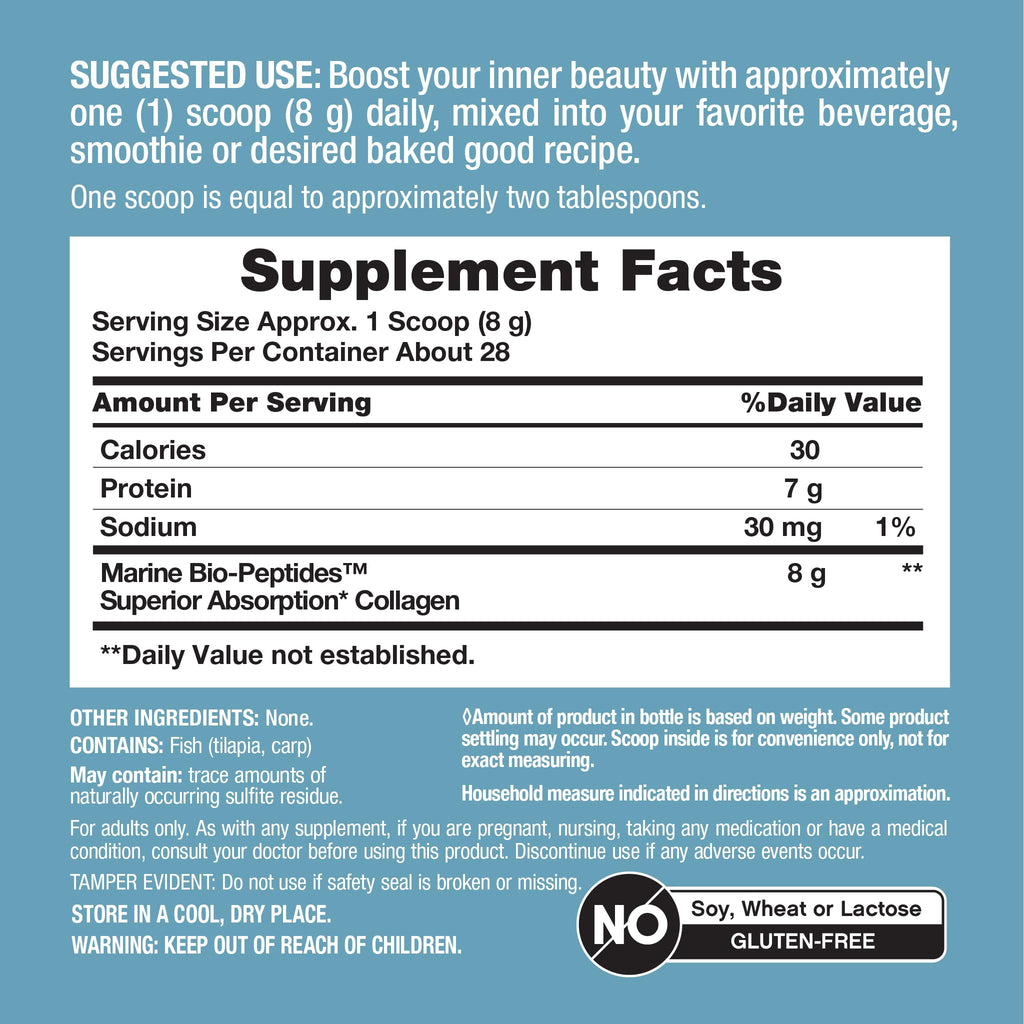 Marine Collagen Peptides Powder 8 oz Unflavored I67723