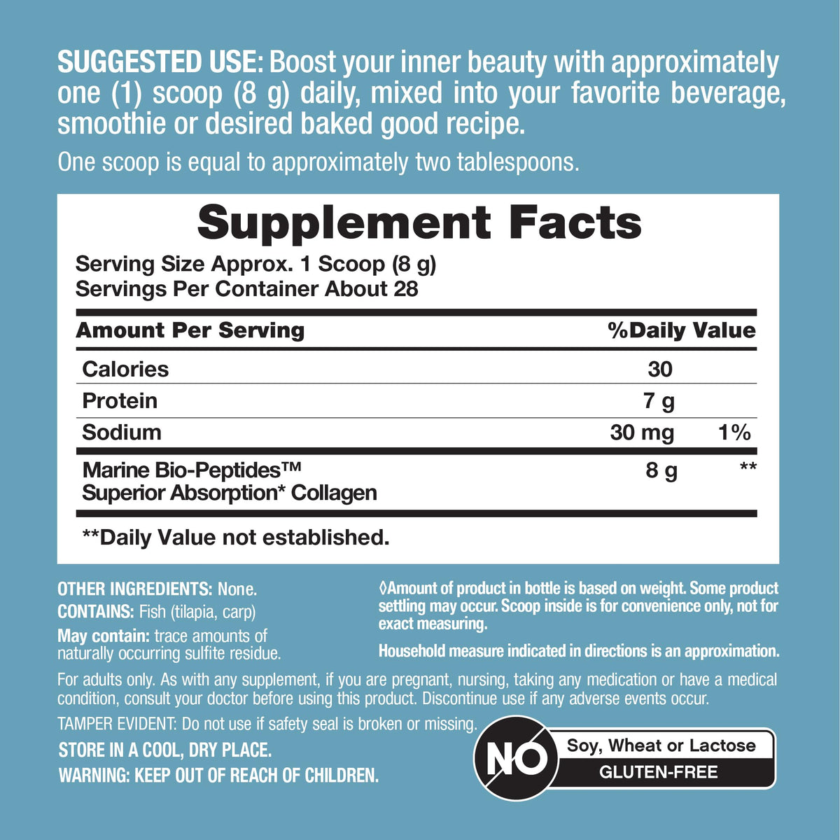 Marine Collagen Peptides Powder 8 oz Unflavored I67723