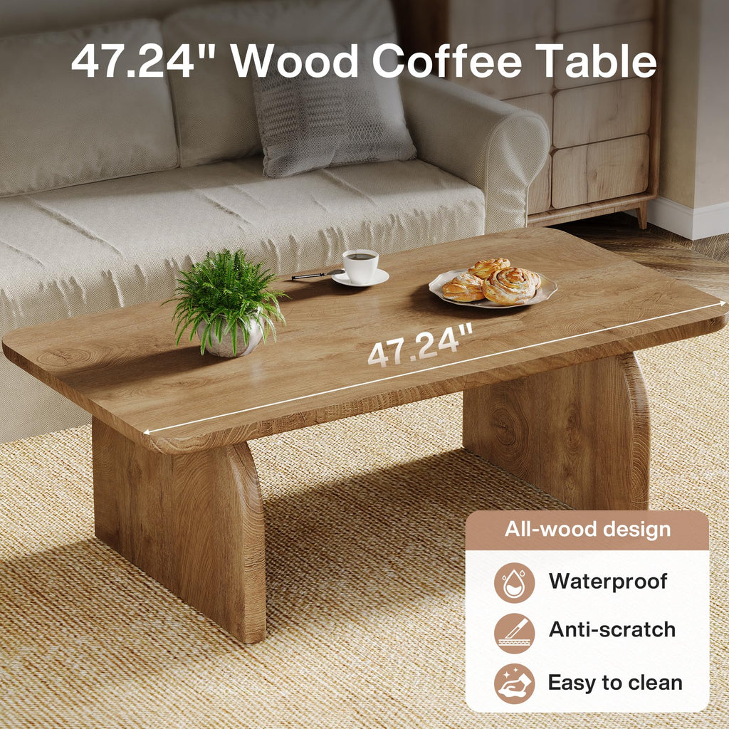 47-Inch Natural Brown Wood Coffee Table C816