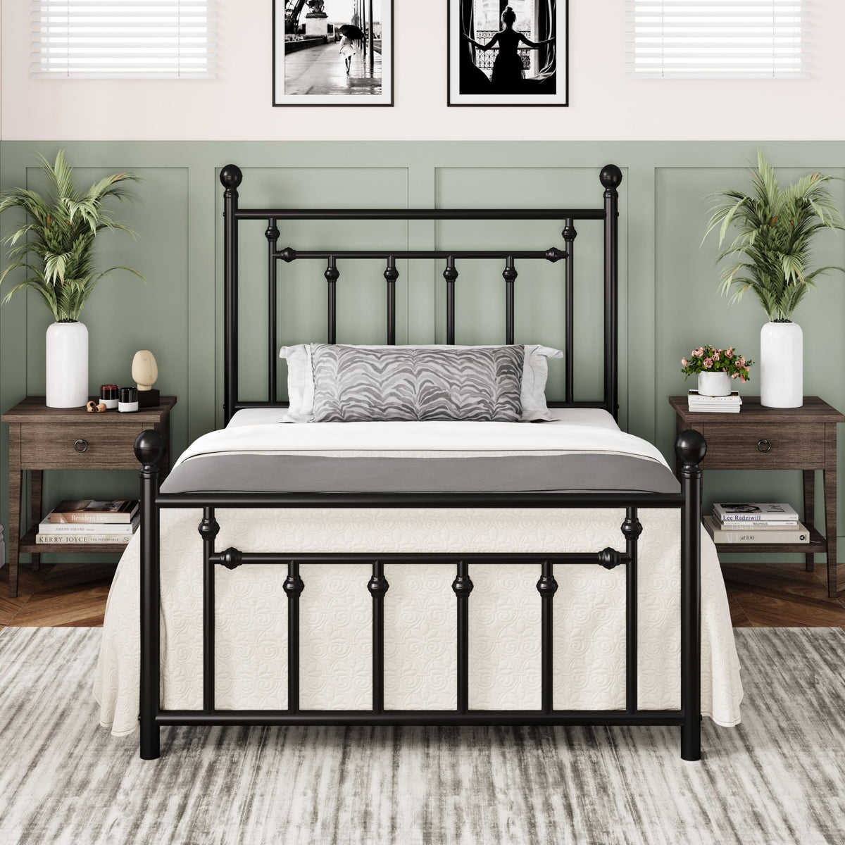 14'' Twin Size Black Metal Platform Bed Frame X769411