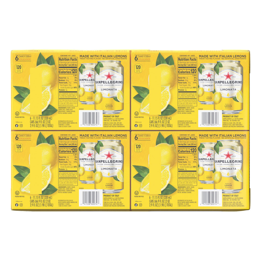 Italian Sparkling Lemon Beverage 24 Pack of 11.15 Fl Oz Cans Z68772