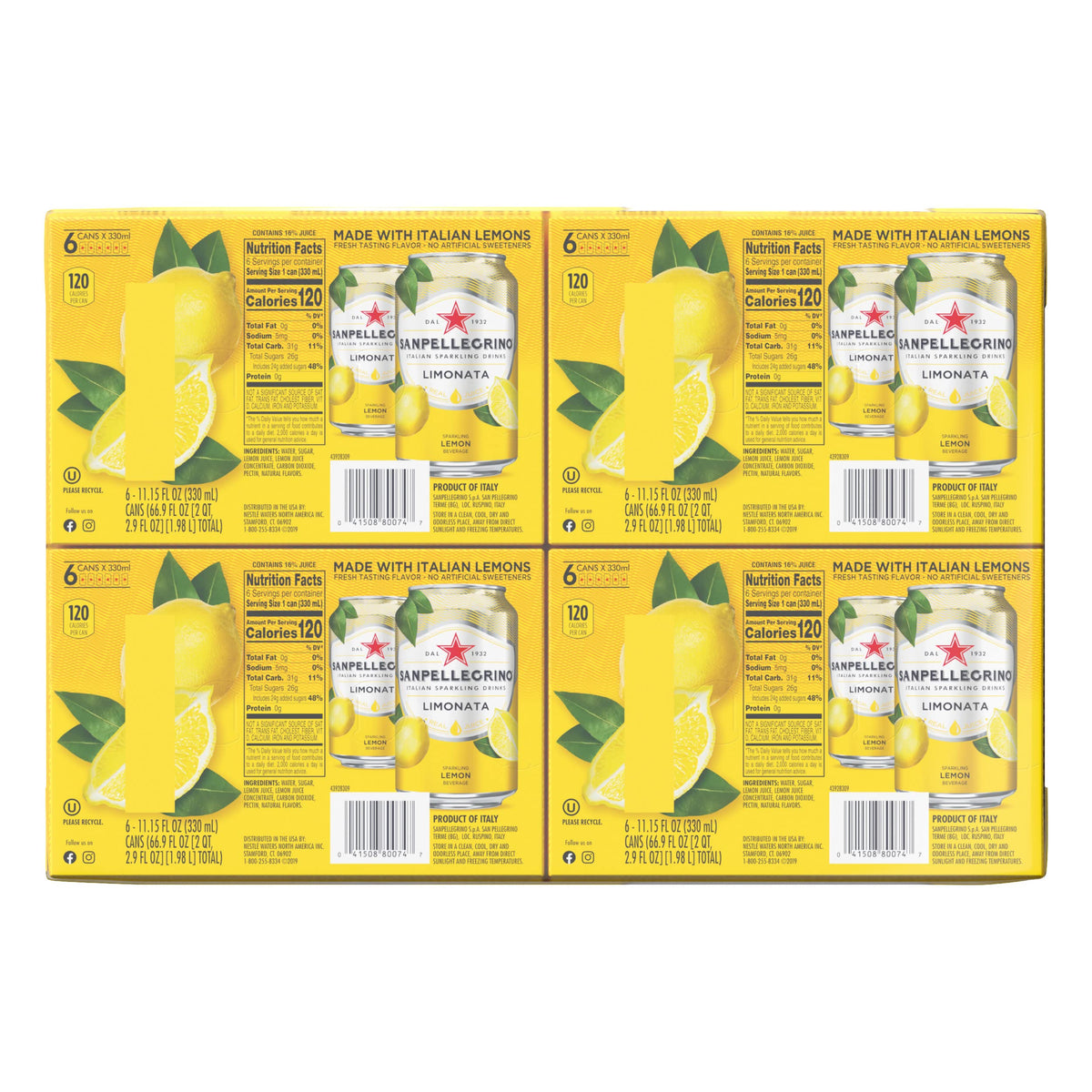 Italian Sparkling Lemon Beverage 24 Pack of 11.15 Fl Oz Cans Z68772