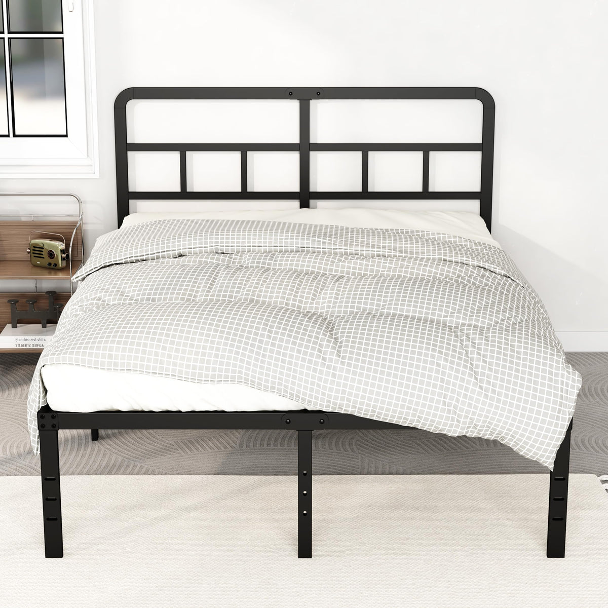 18 Inch Metal Queen Bed Frame with Headboard H6292